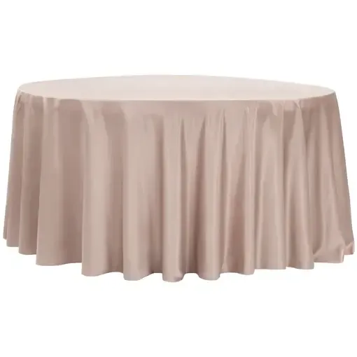 Lamour Satin 132" Round Tablecloth- Taupe