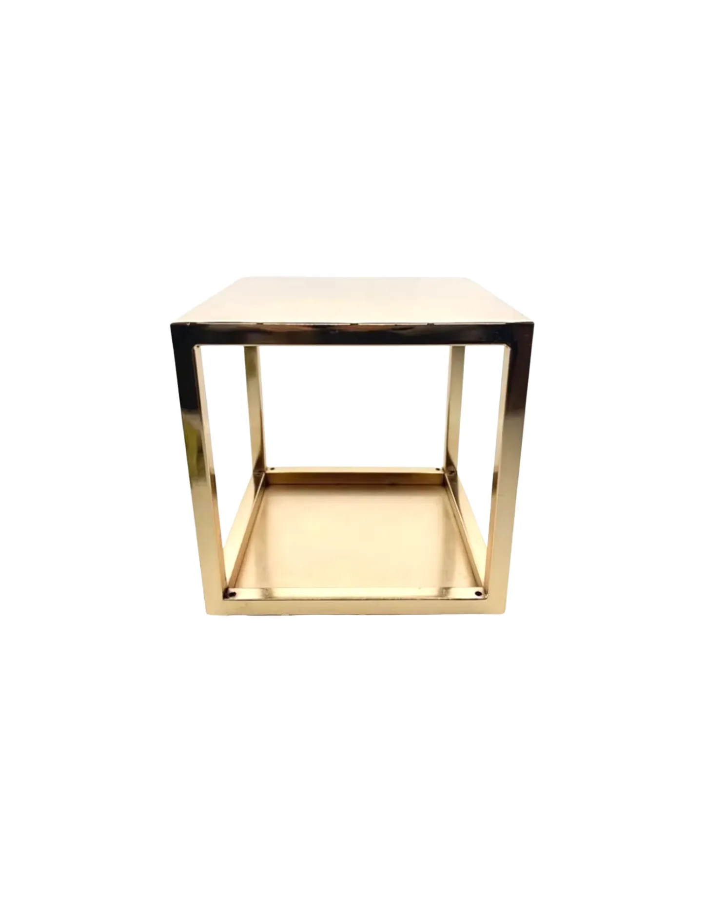Small Gold Metal Cube Centerpiece