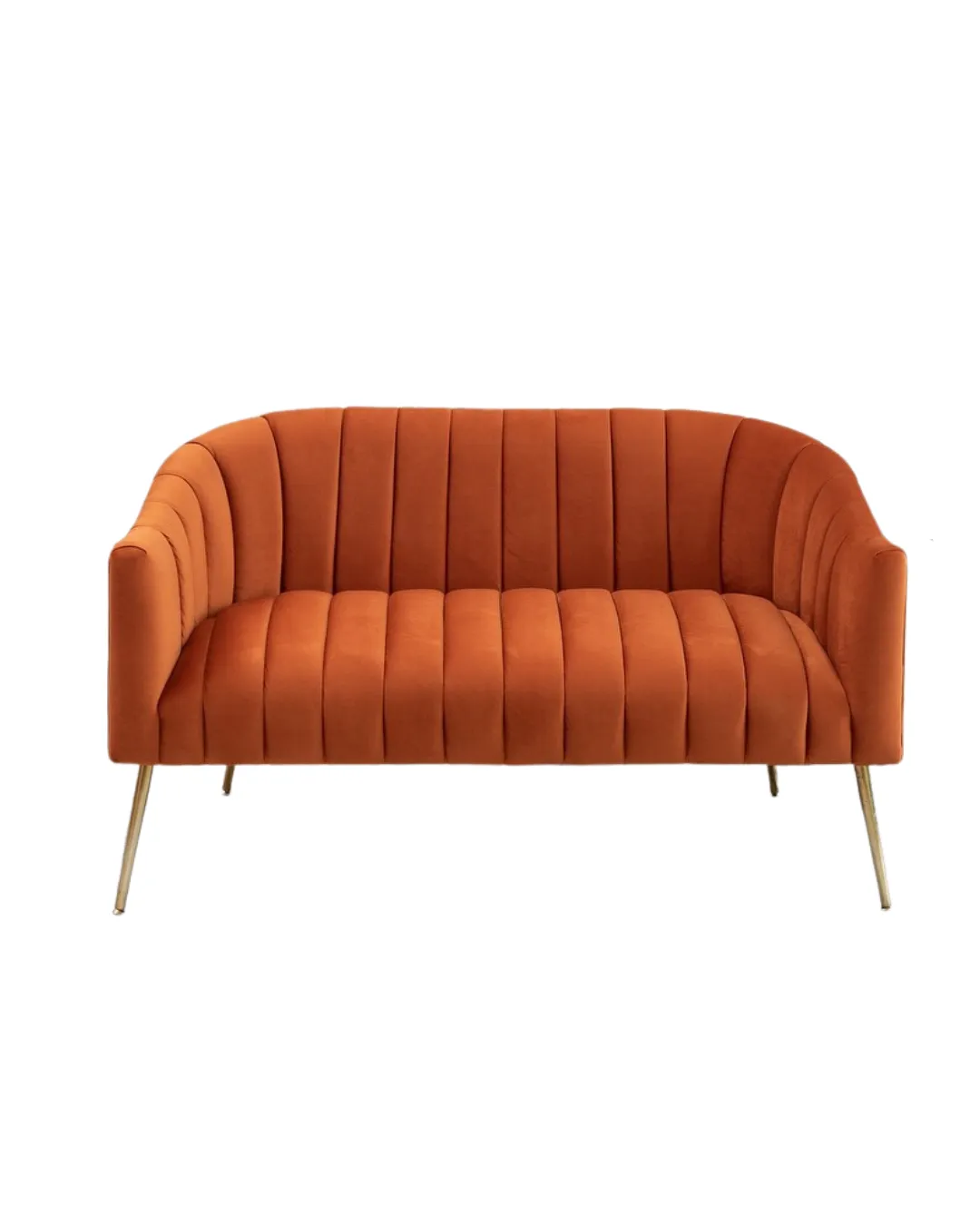 Rust Orange Velvet Loveseat Lounge