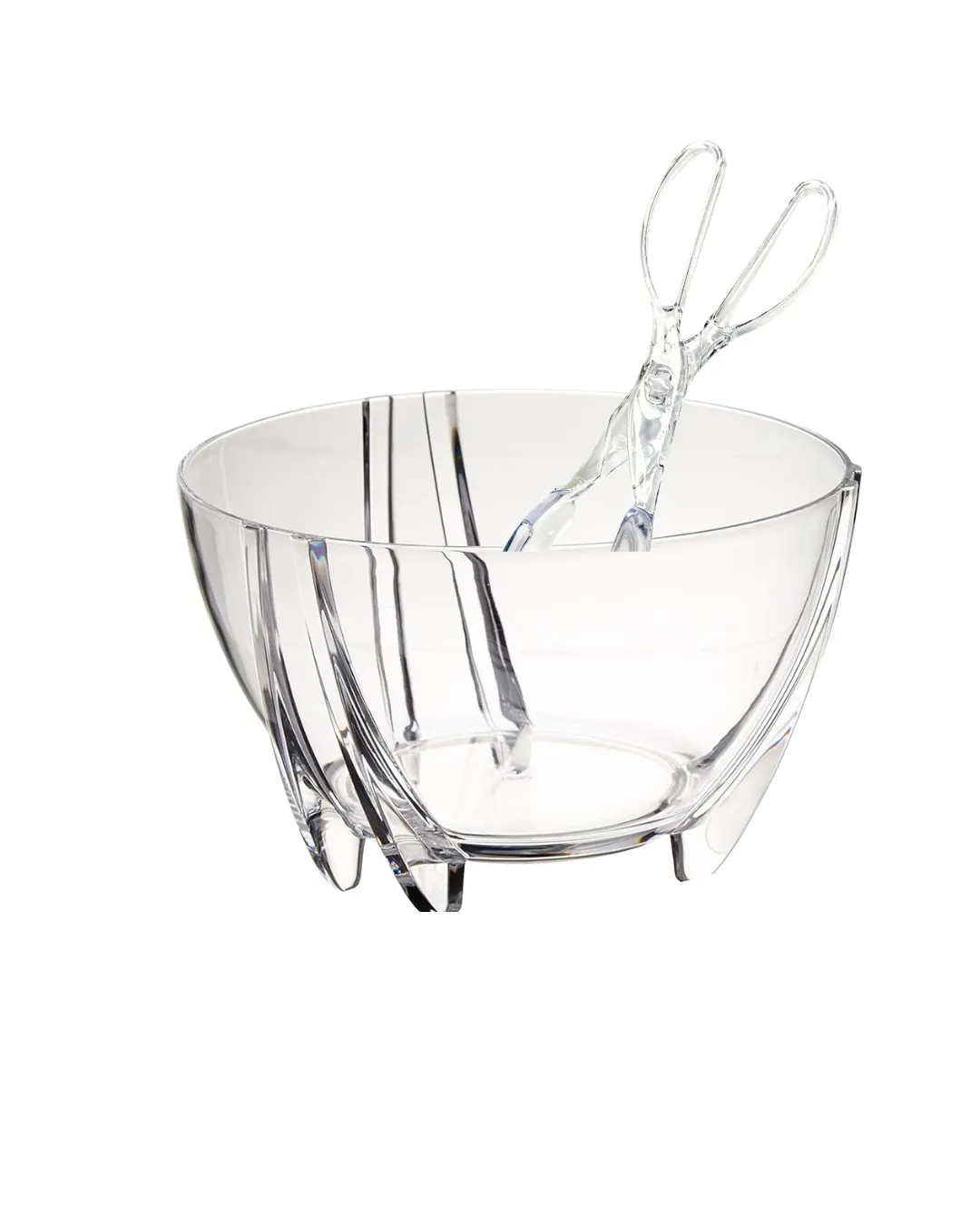 Clear Acrylic Salad Bowl & Tongs