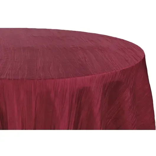 Accordion Crinkle 120" Round Tablecloth- Burgundy 