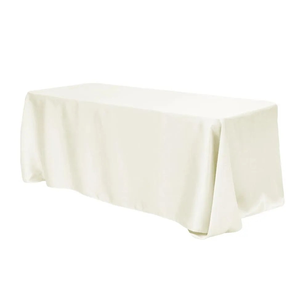 Lamour Satin 90"x132" Rectangular Tablecloth- Ivory 
