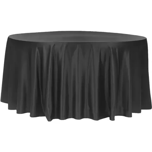 Lamour Satin 132" Round Tablecloth- Black 