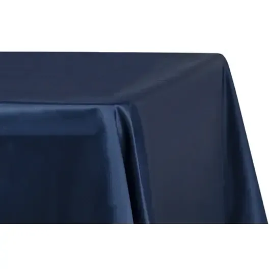 Lamour Satin 90"x156" Rectangular Tablecloth- Navy Blue 