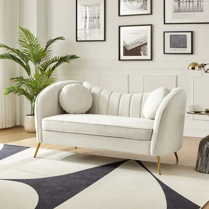 Cindy beige curb loveseat