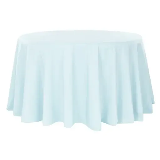 Polyester 132" Round Tablecloth- Baby Blue 