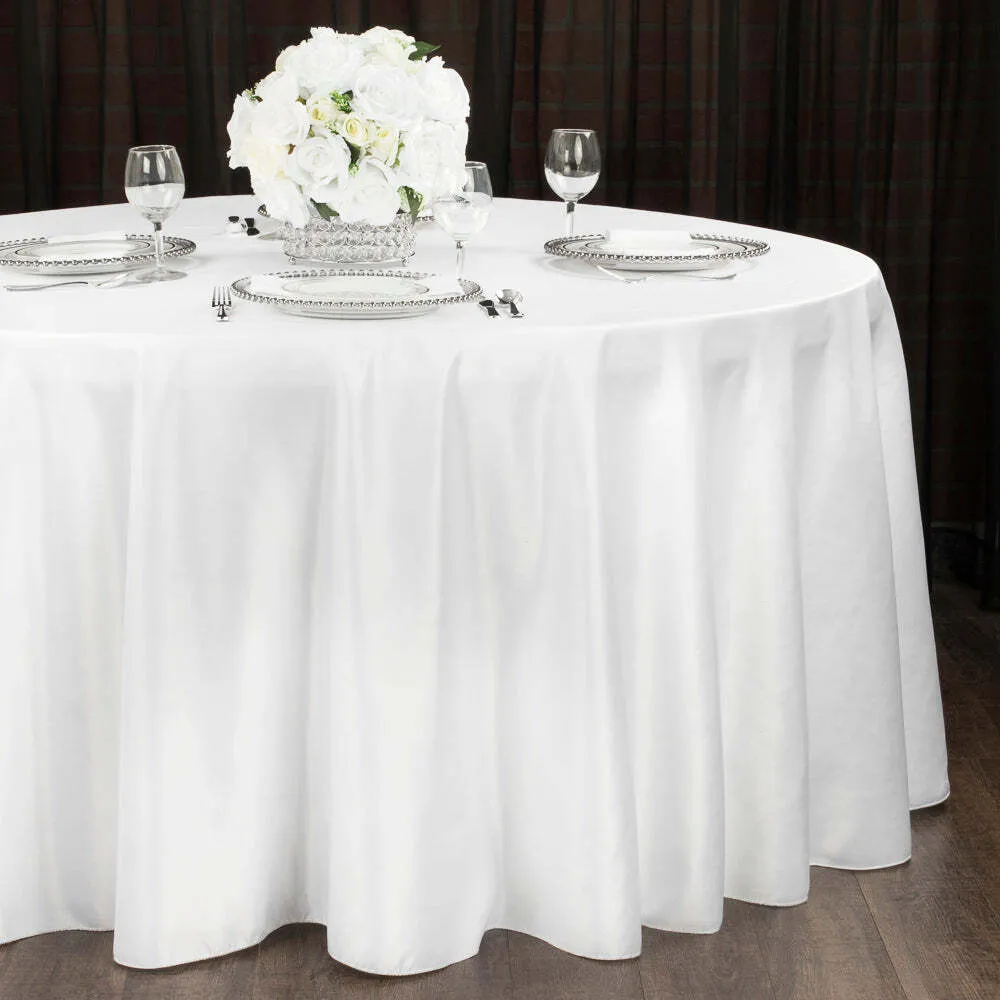 Lamour Satin 132" Round Tablecloth- White