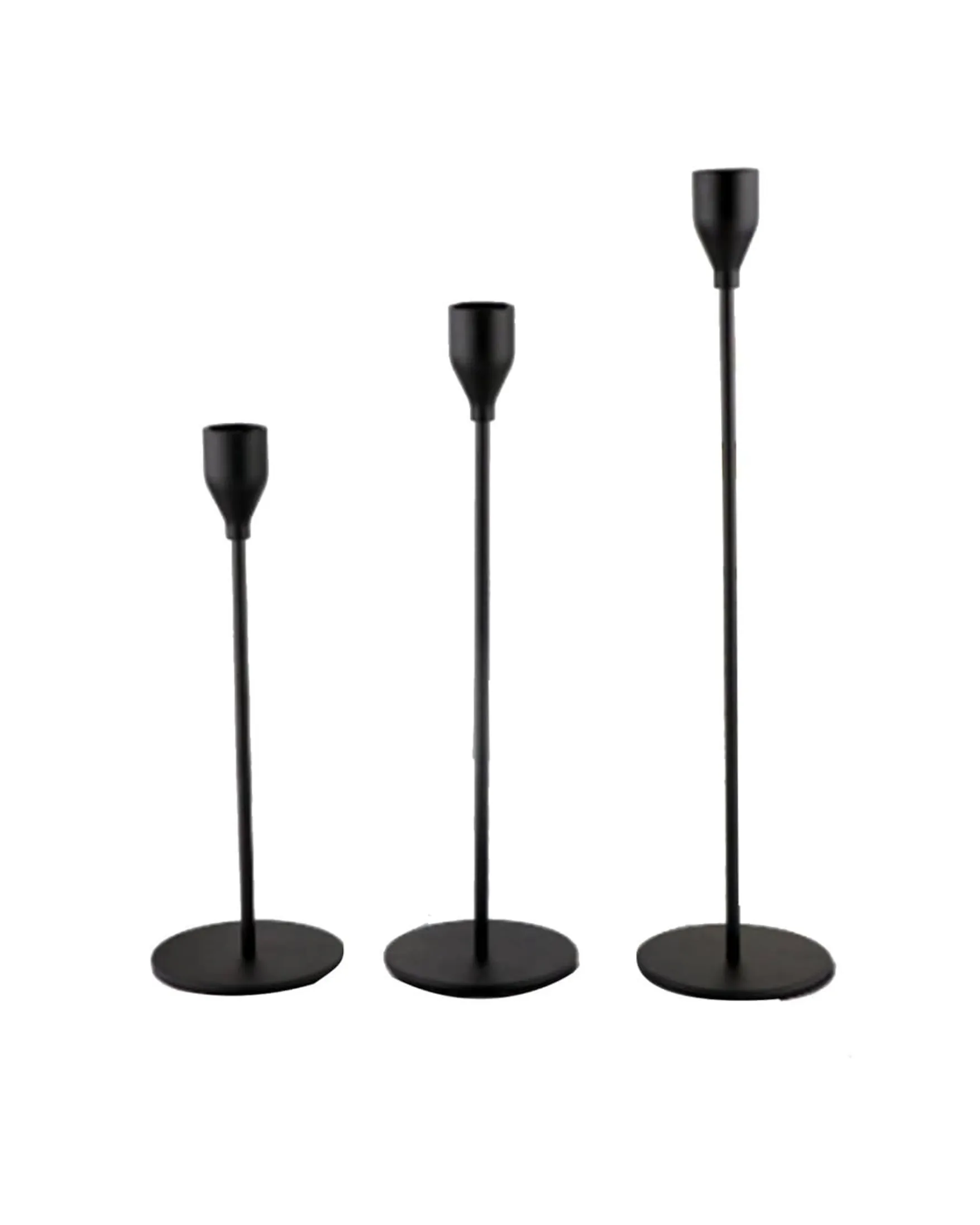 3 Black Candle Stick Set