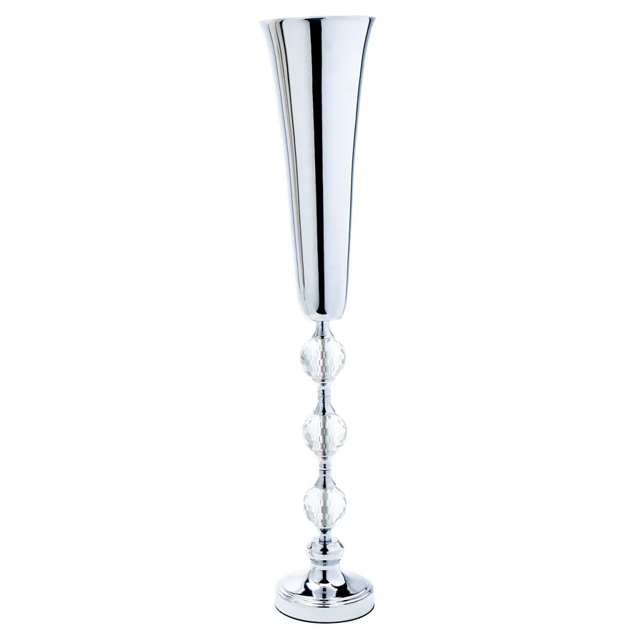 Silver Trumpet Vase W/ 3 Diamonds 