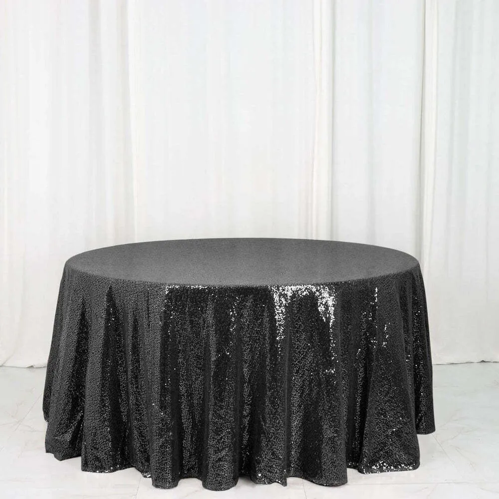 Sequence 120" Round Tablecloth- Black