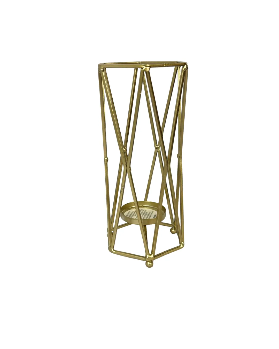 Criss Cross Gold Candle Holder