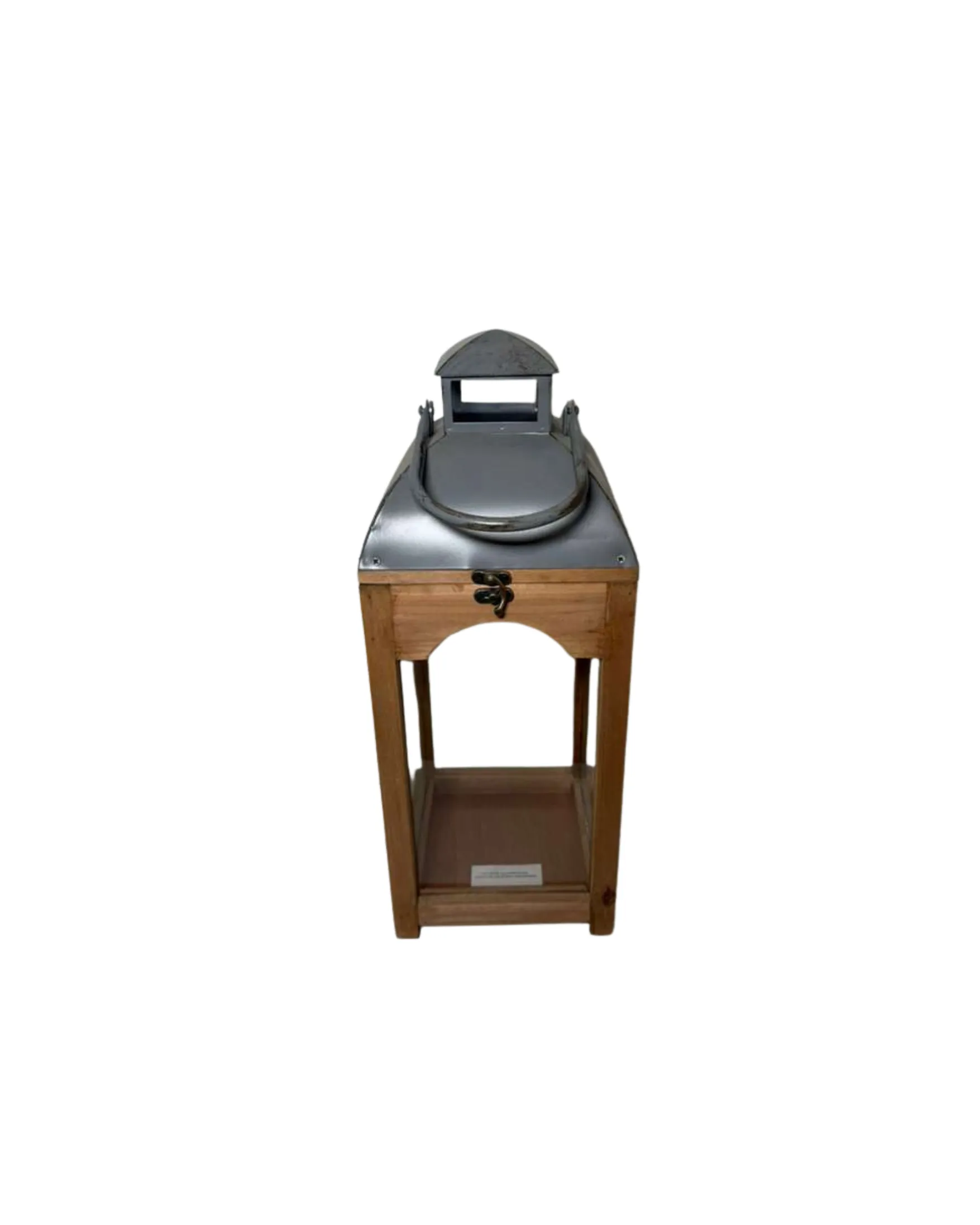 Modern Silver Wooden Lantern