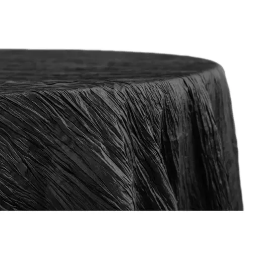 Accordion Crinkle 132" Round Tablecloth- Black 