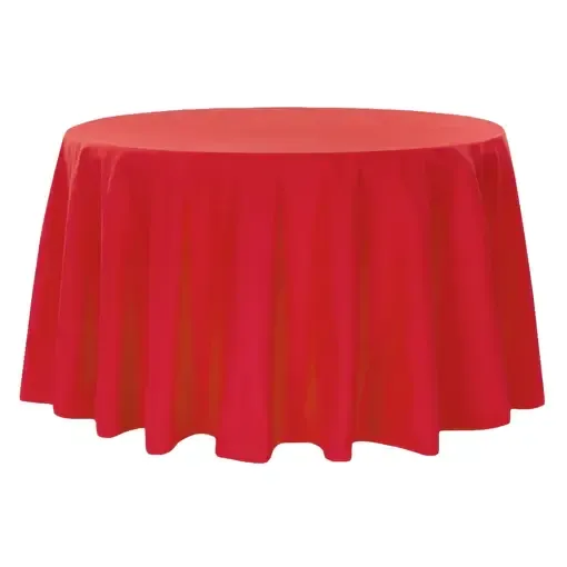 Polyester 132" Round Tablecloth- Red
