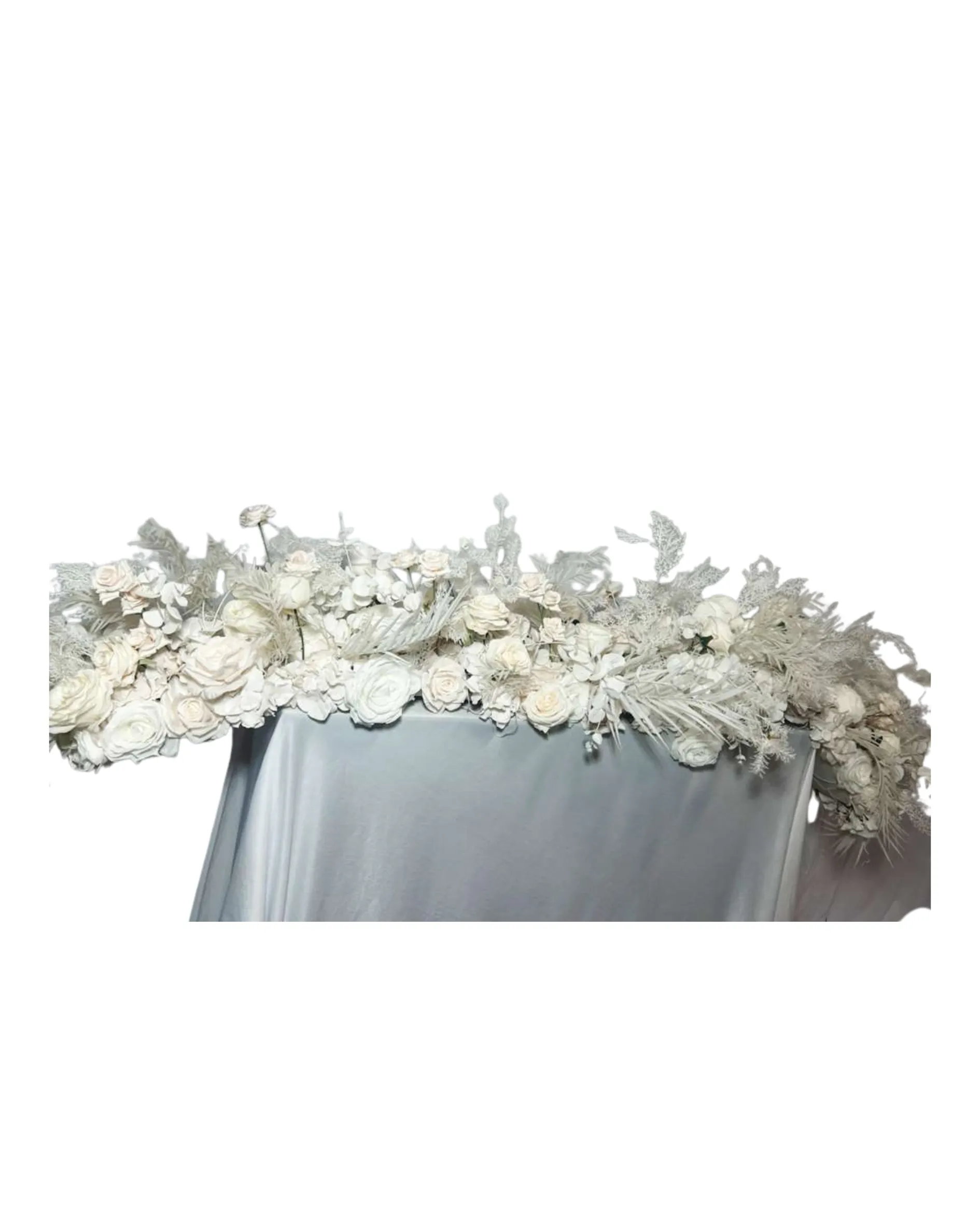 White Rose Floral Garland Strip Centerpiece