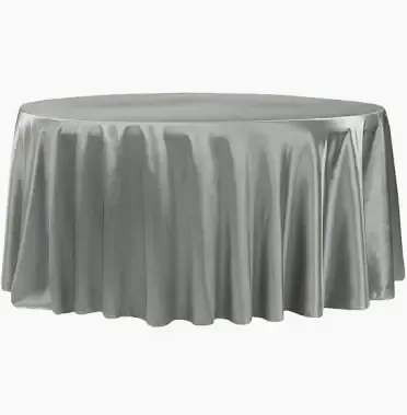 Satin 120" Round Tablecloth- Silver Tafeta