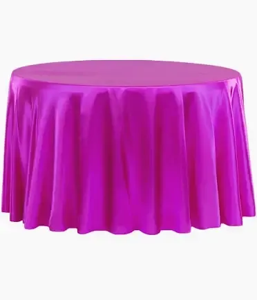 Satin 132" Round Tablecloth- Magenta