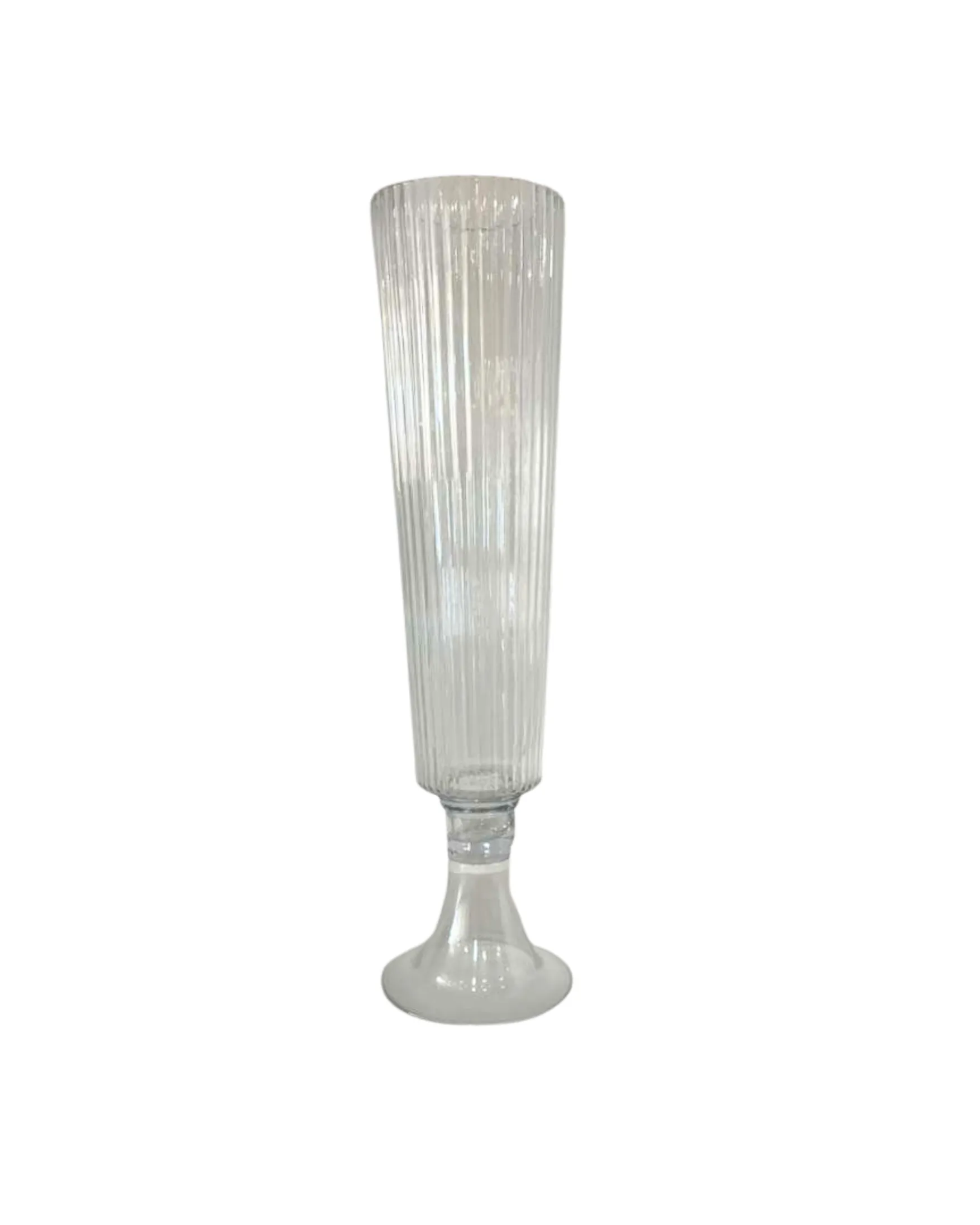 Glass Trumpet Vases Ribbed Design 32" Clear 