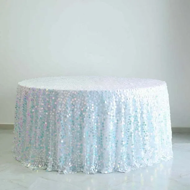Sequence 120" Round Tablecloth- White