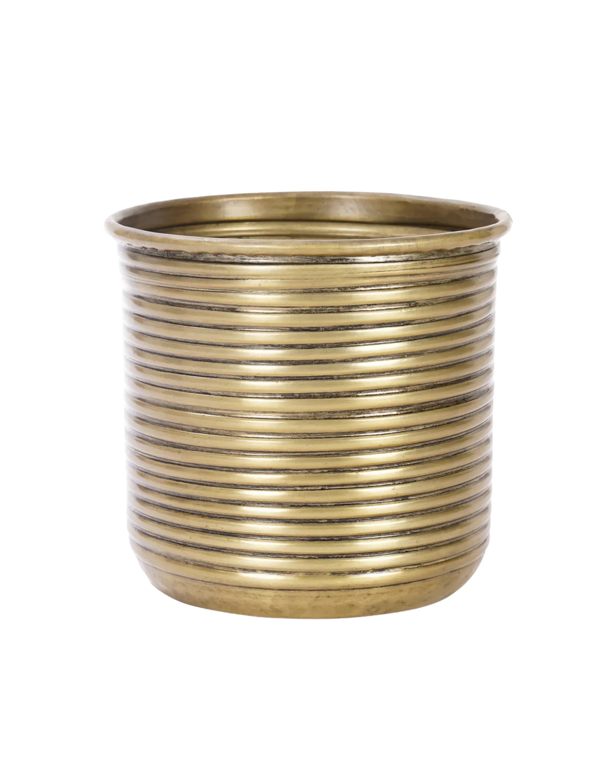 Round Ribbed Gold Floral Vase