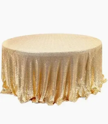 Sequence 120" Round Tablecloth- Sirena Champagne