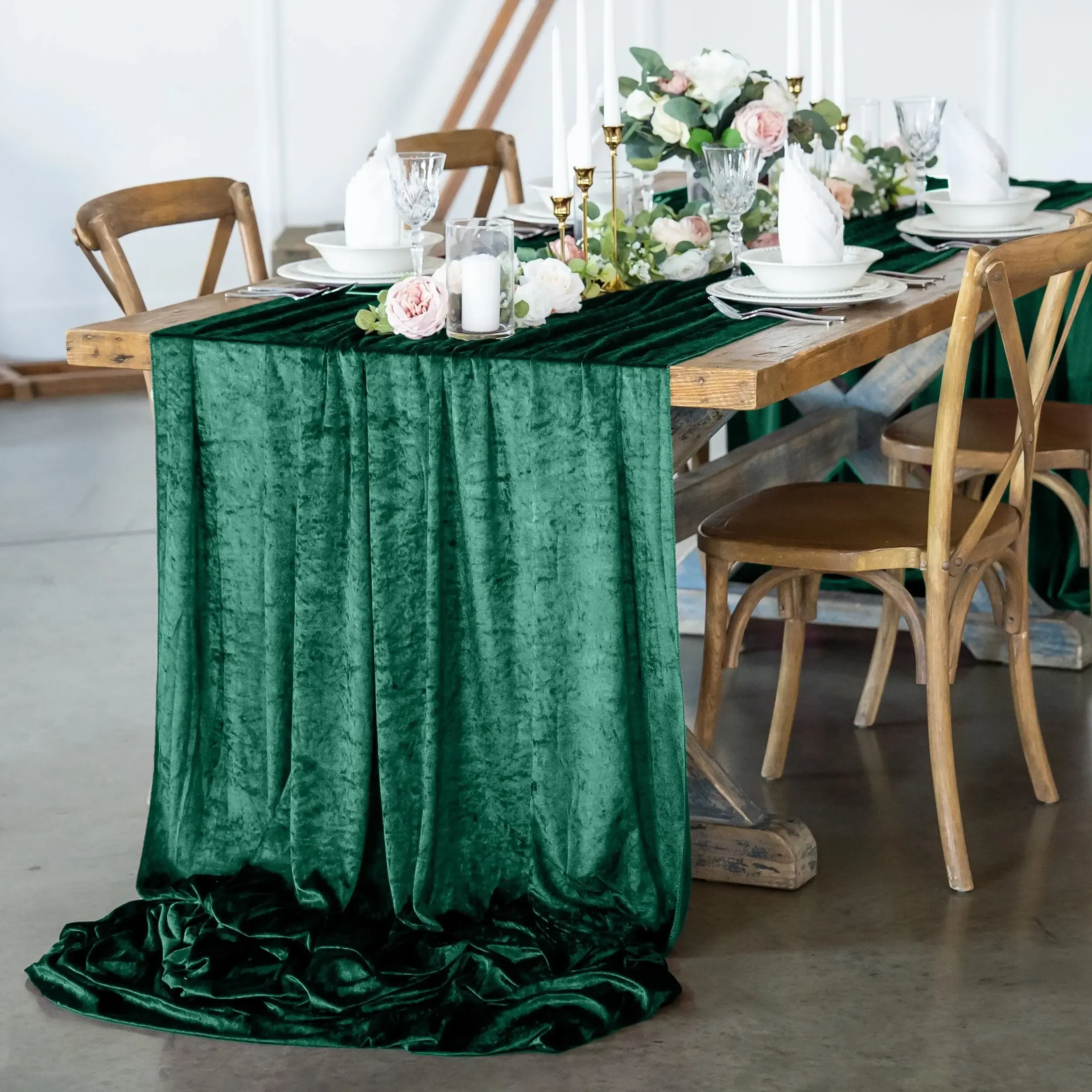 Emerald Green Velvet Runner