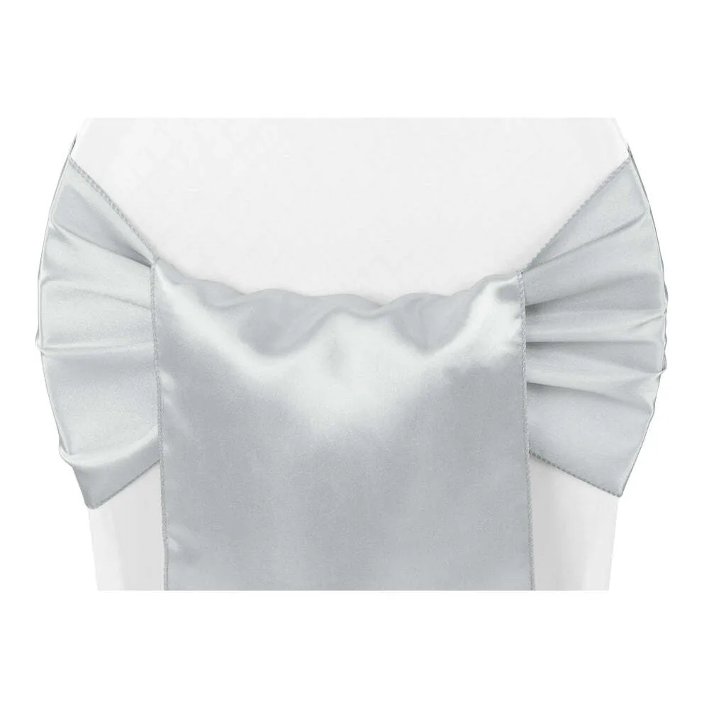 Silver Satin Chair Sash