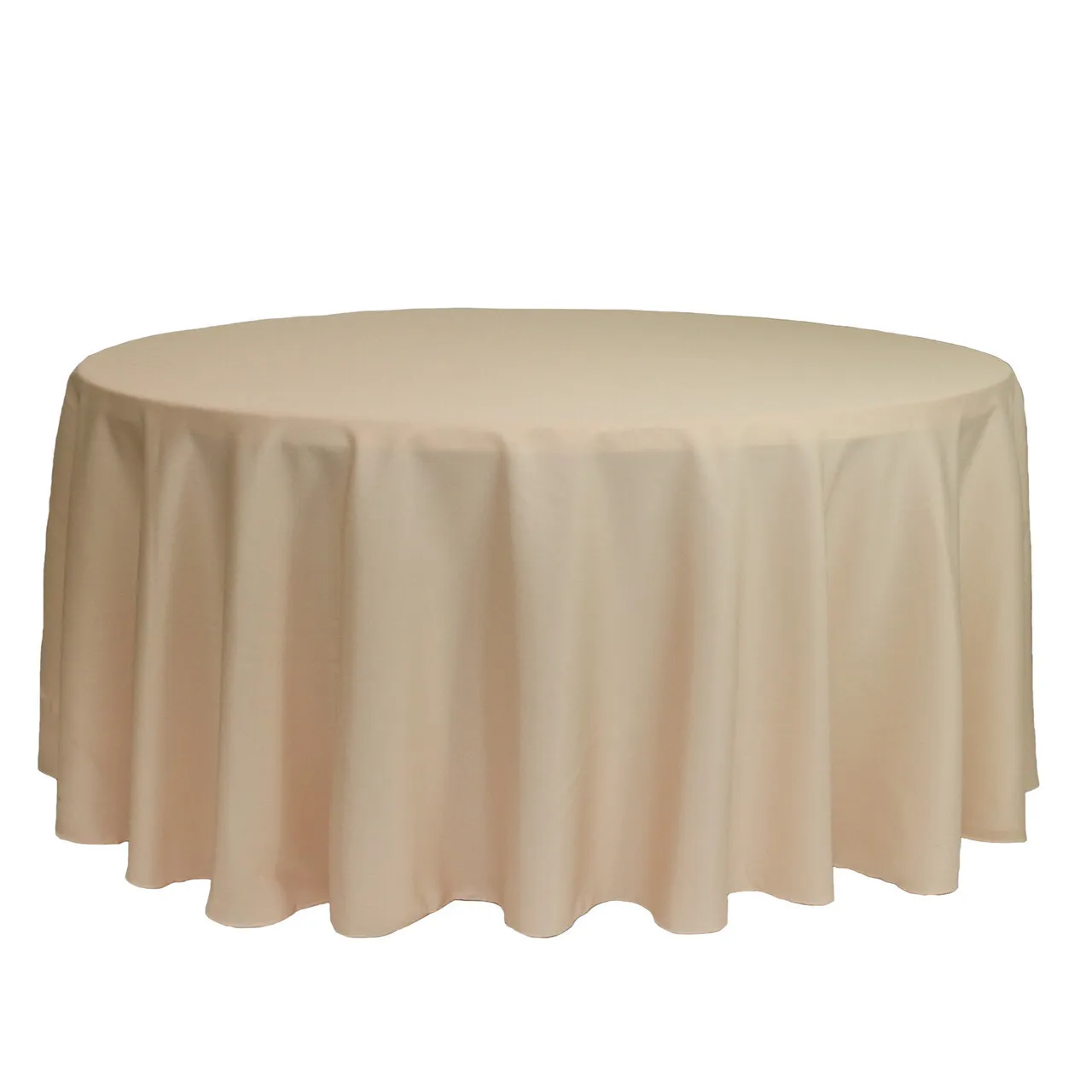 Polyester 132" Round Tablecloth- Champagne 