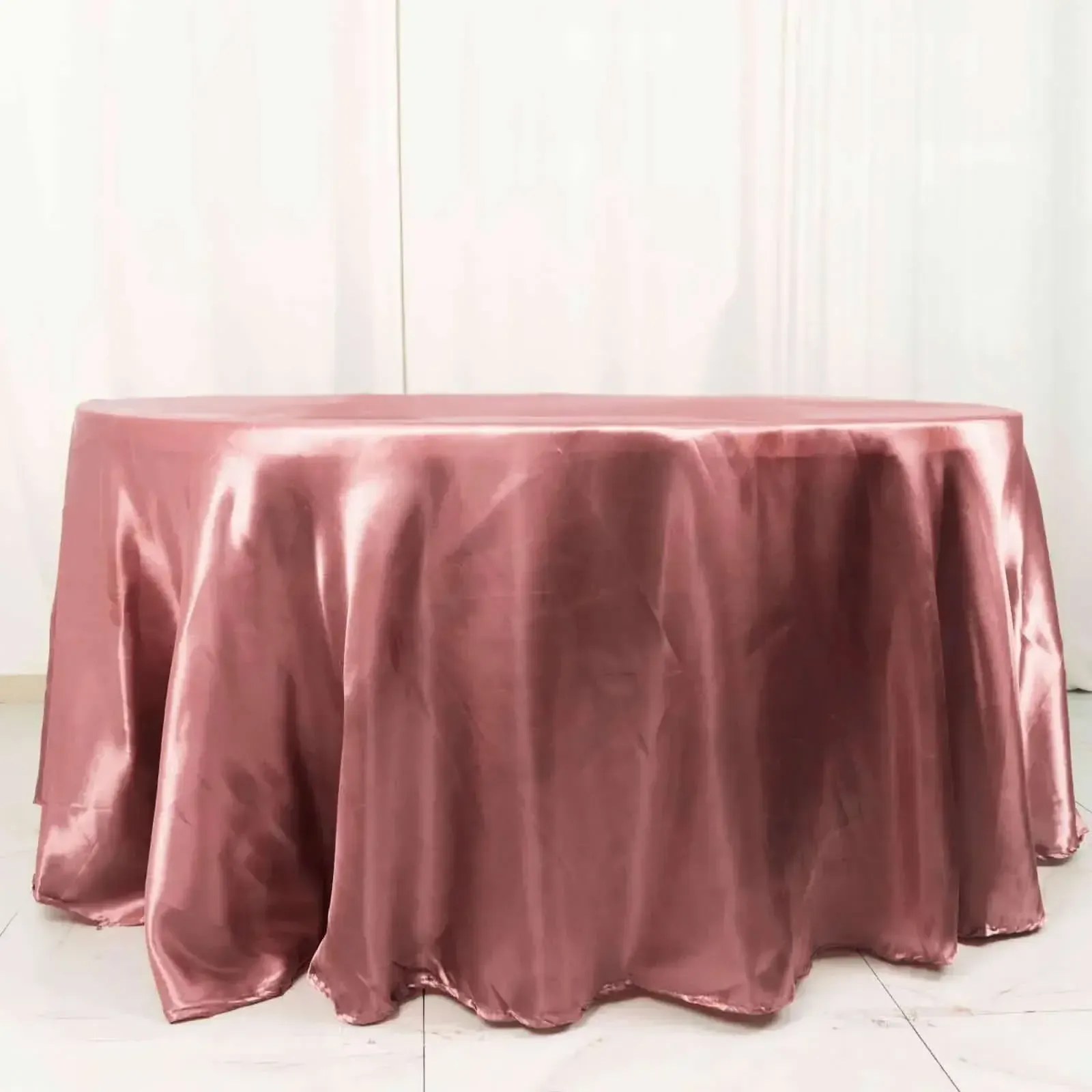Satin Tablecloth 120" Round- Cinnamon Rose 