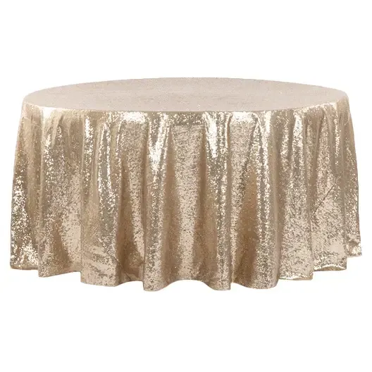 Sequence 132" Round Tablecloth- Champagne