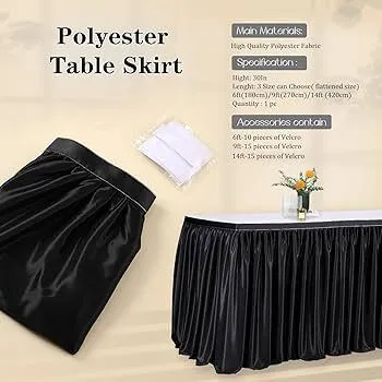 Polyester table skirt Black 17 ft 
