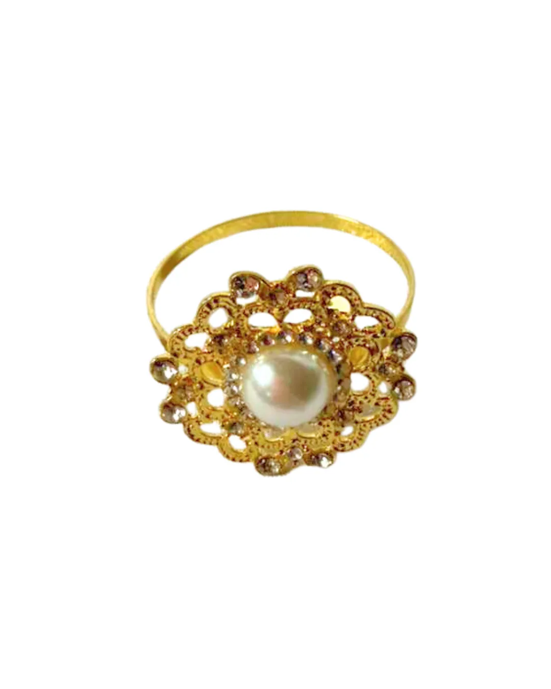Gold Pearl Flower Napkin Ring