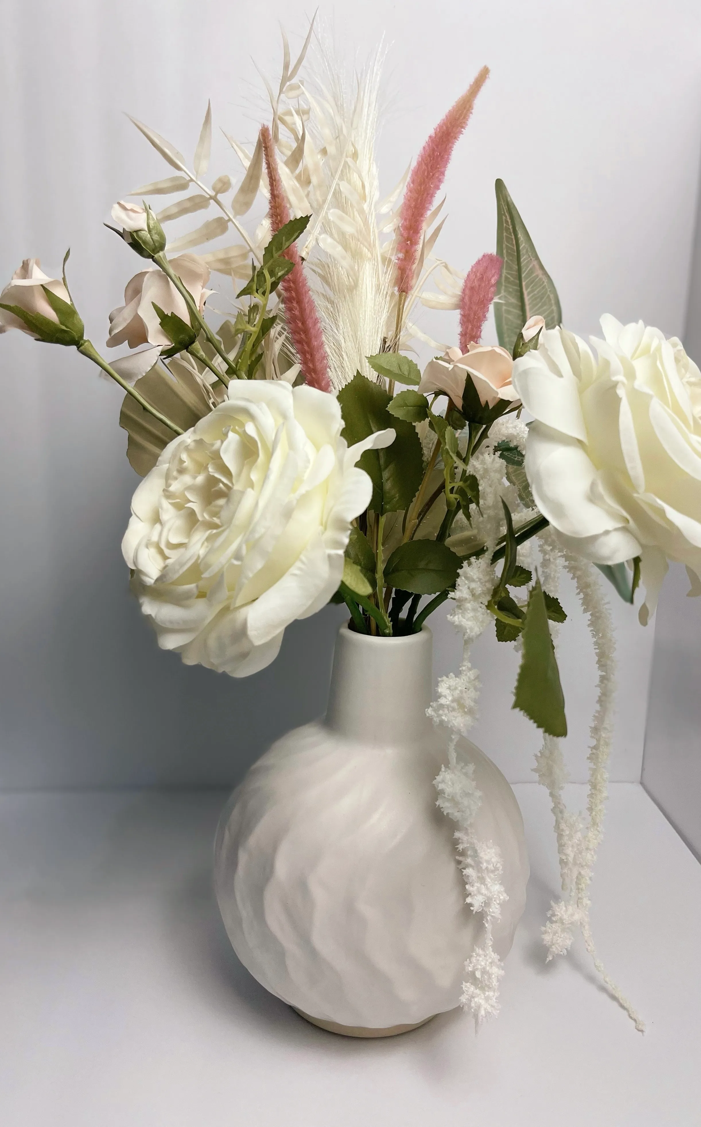 Pink Pampas with Roses 