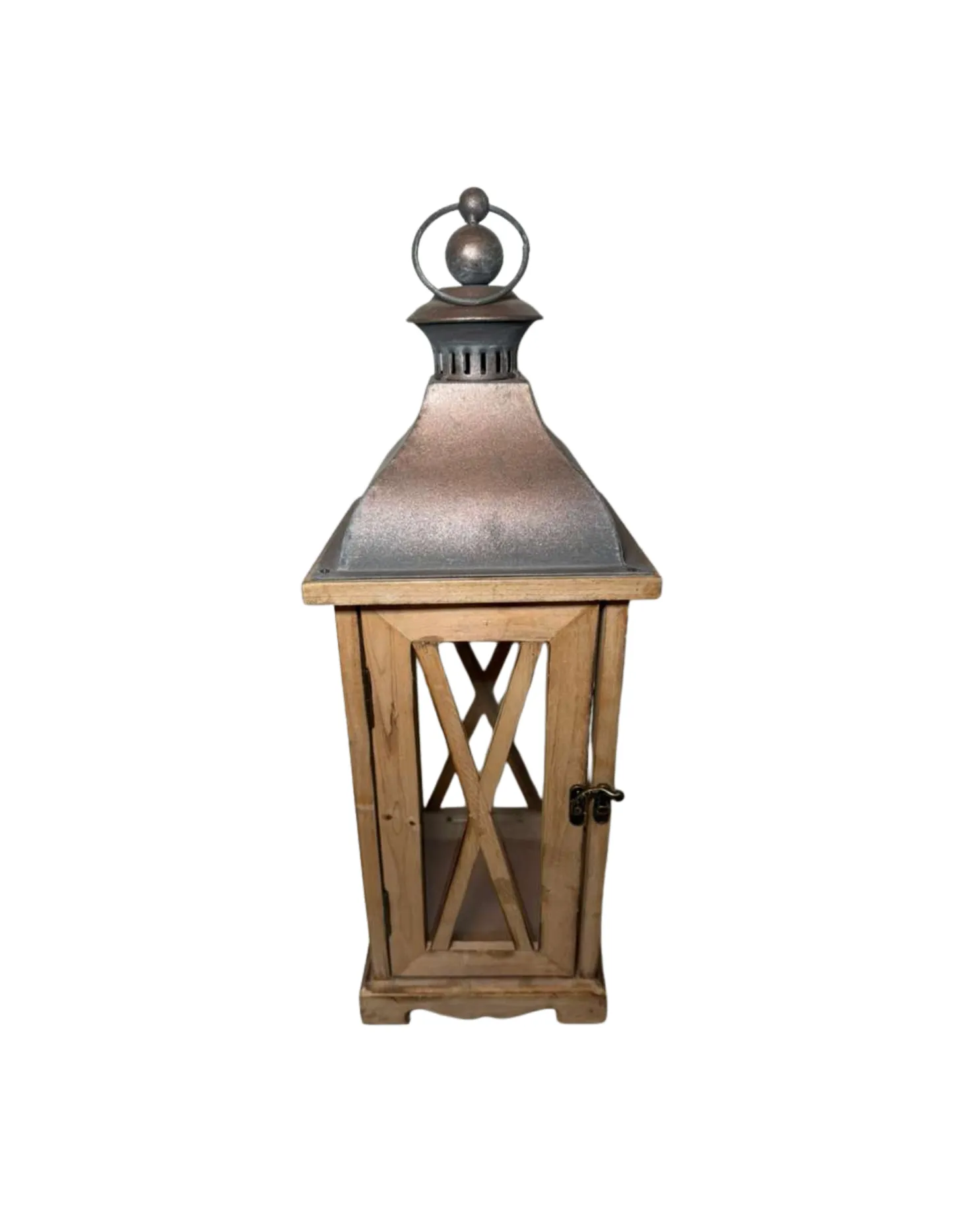 Rustic Metal Wooden Lantern