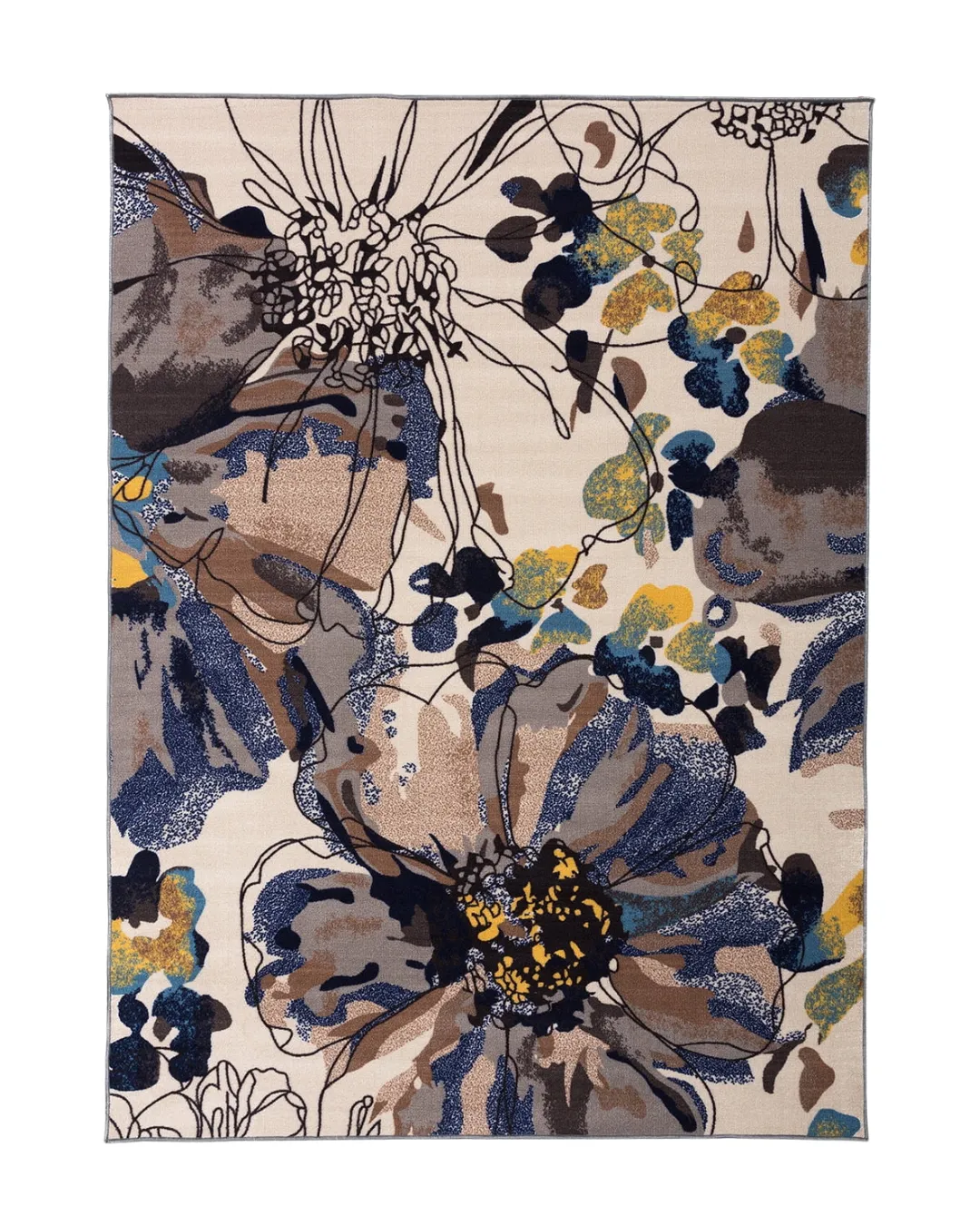 Multicolor Floral Cream Rug 7'x10'