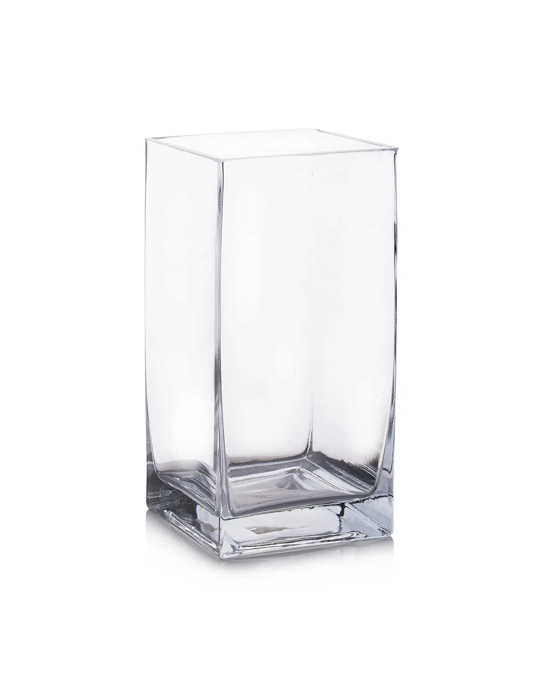 Square Clear Glass Floral Vase 6in