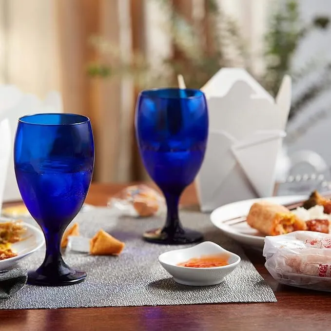Dark Blue Water Goblet Glass 