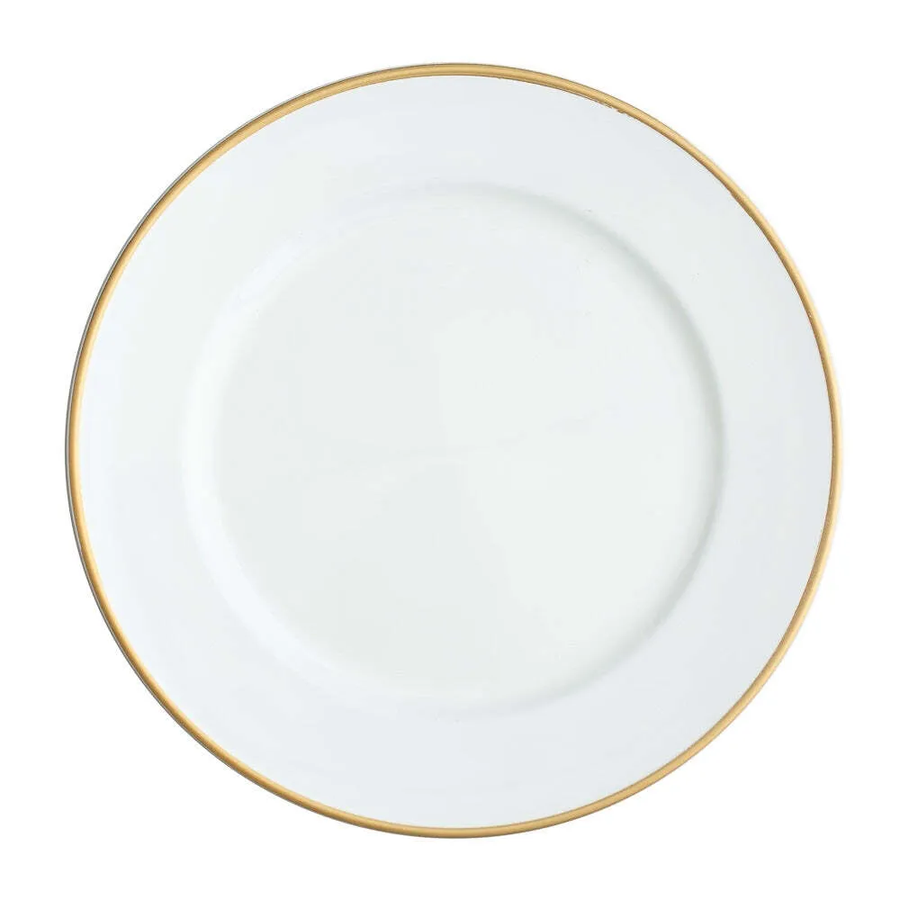 White plate gold rim charger