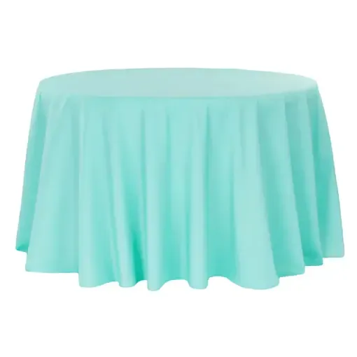 Polyester 132" Round Tablecloth- Turquoise 