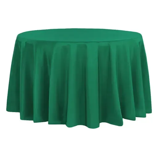 Polyester 132" Round Tablecloth- Emerald Green