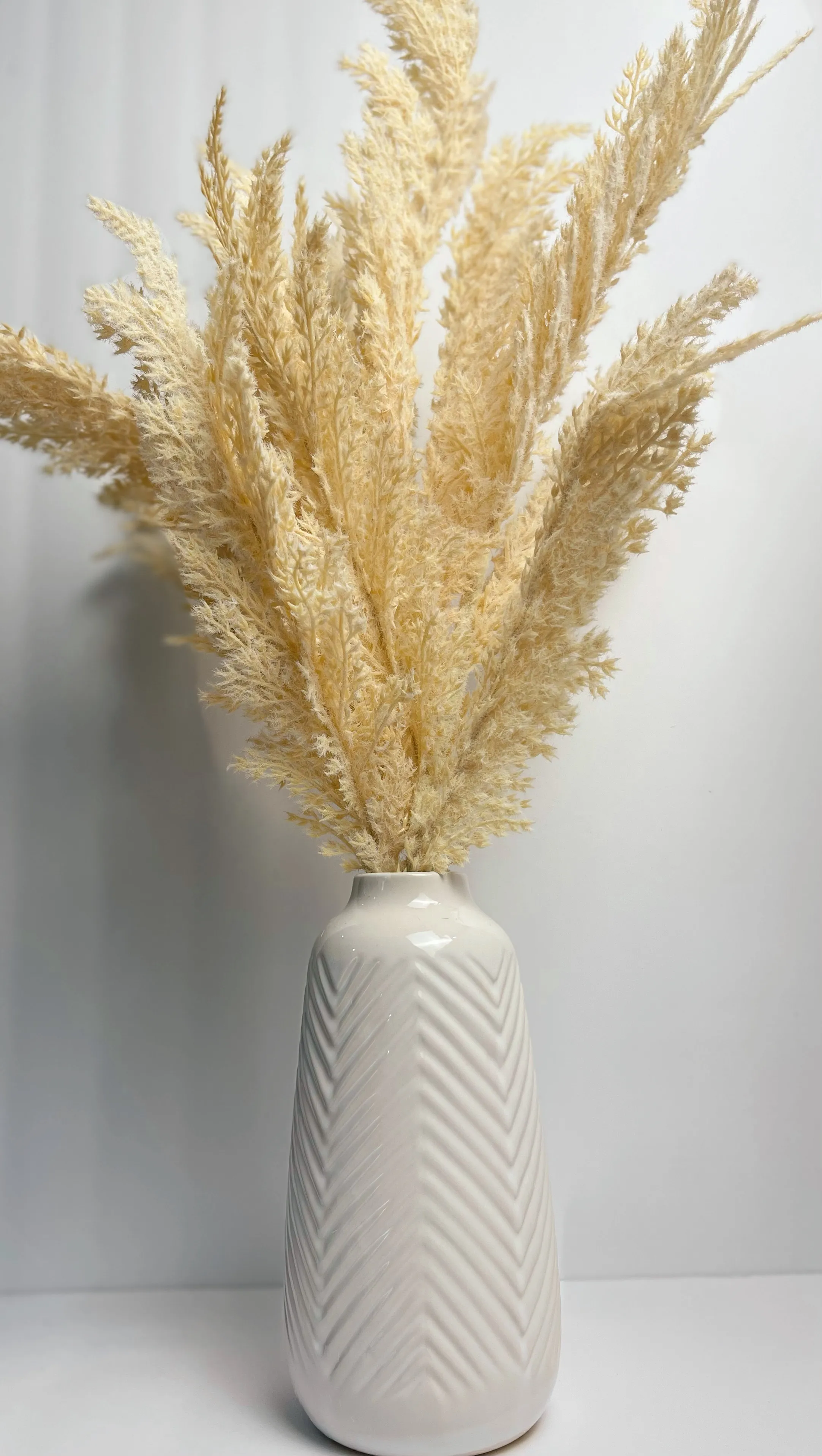 Tall Chevron Vase with Faux Wheat
