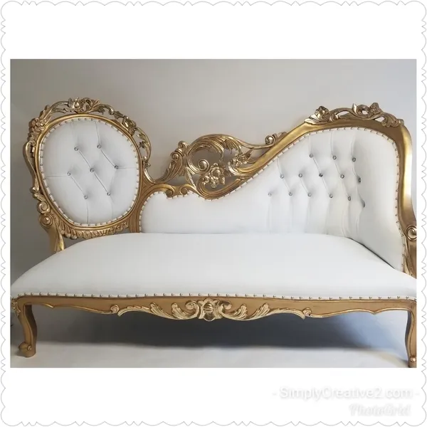 Throne love seat low back gold edge 