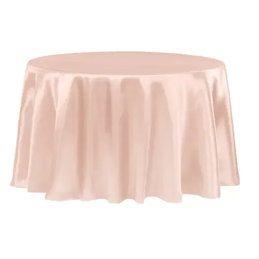 Satin 120" Round Tablecloth- Blush 