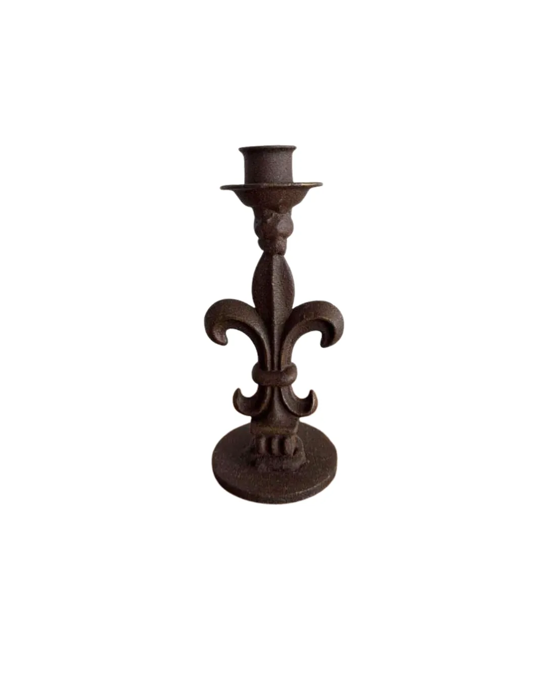 Vintage Iron Fleur de Lis Taper Candle Holder