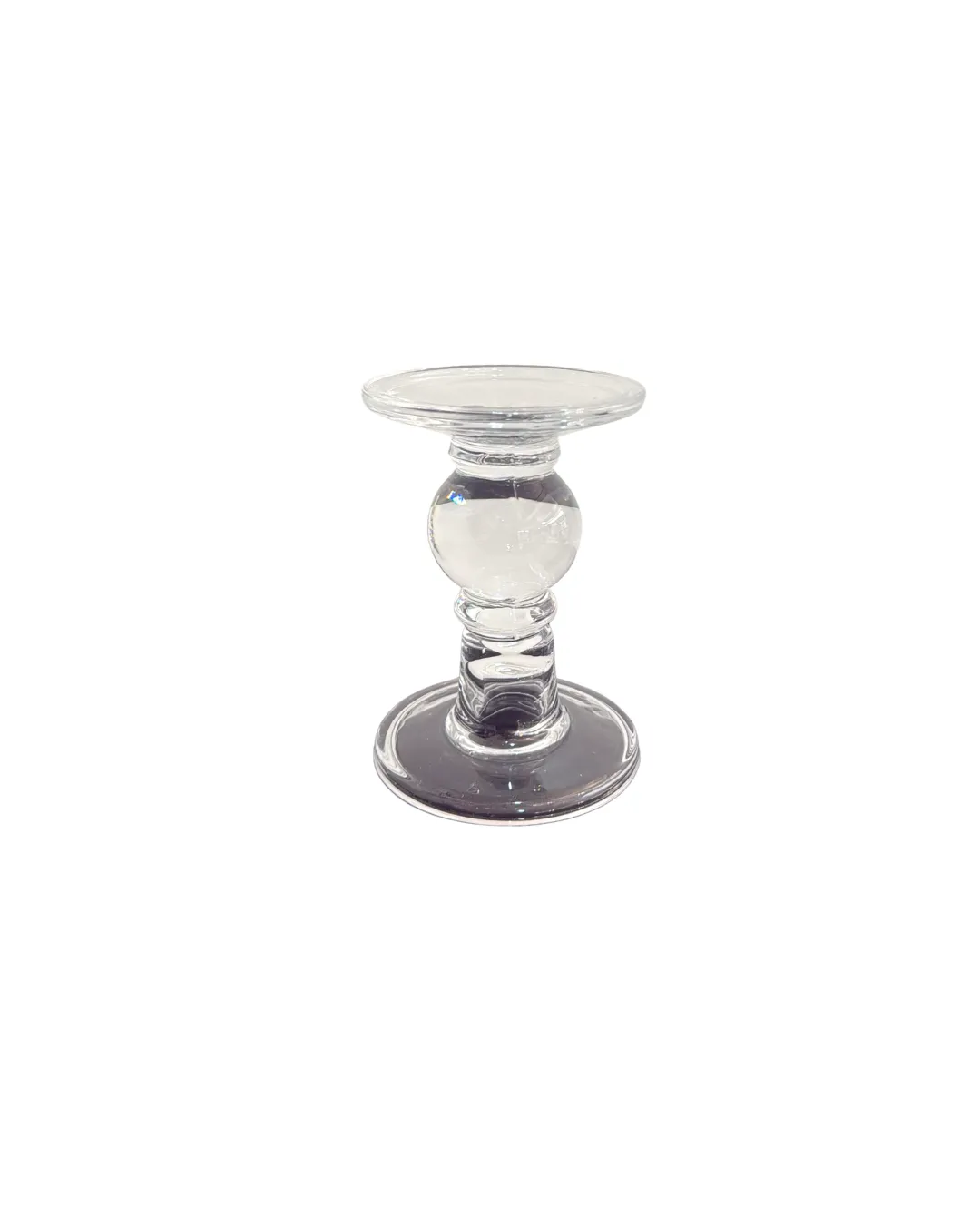 Clear Glass Short Pillar Candle Holder