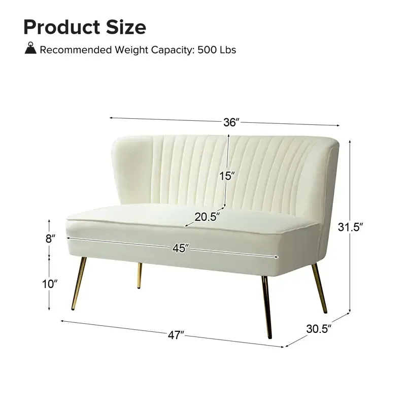 Ivory velvet Loveseat