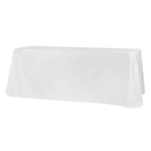 Polyester 90"x132" Rectangular Tablecloth- White 