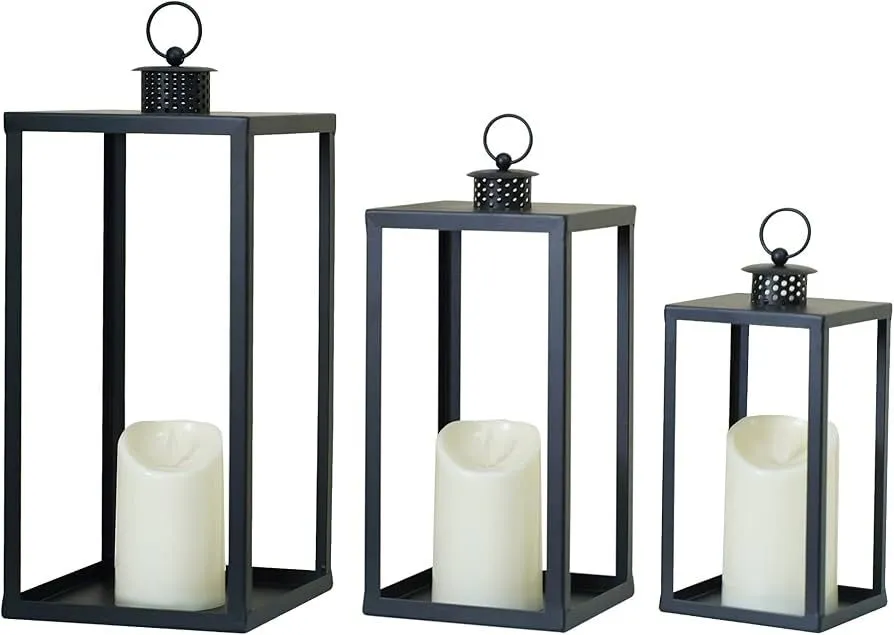 at home rectangular black lantern 13"