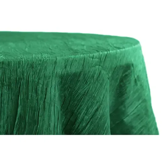 Accordion Crinkle 132" Round Tablecloth- Emerald Green 