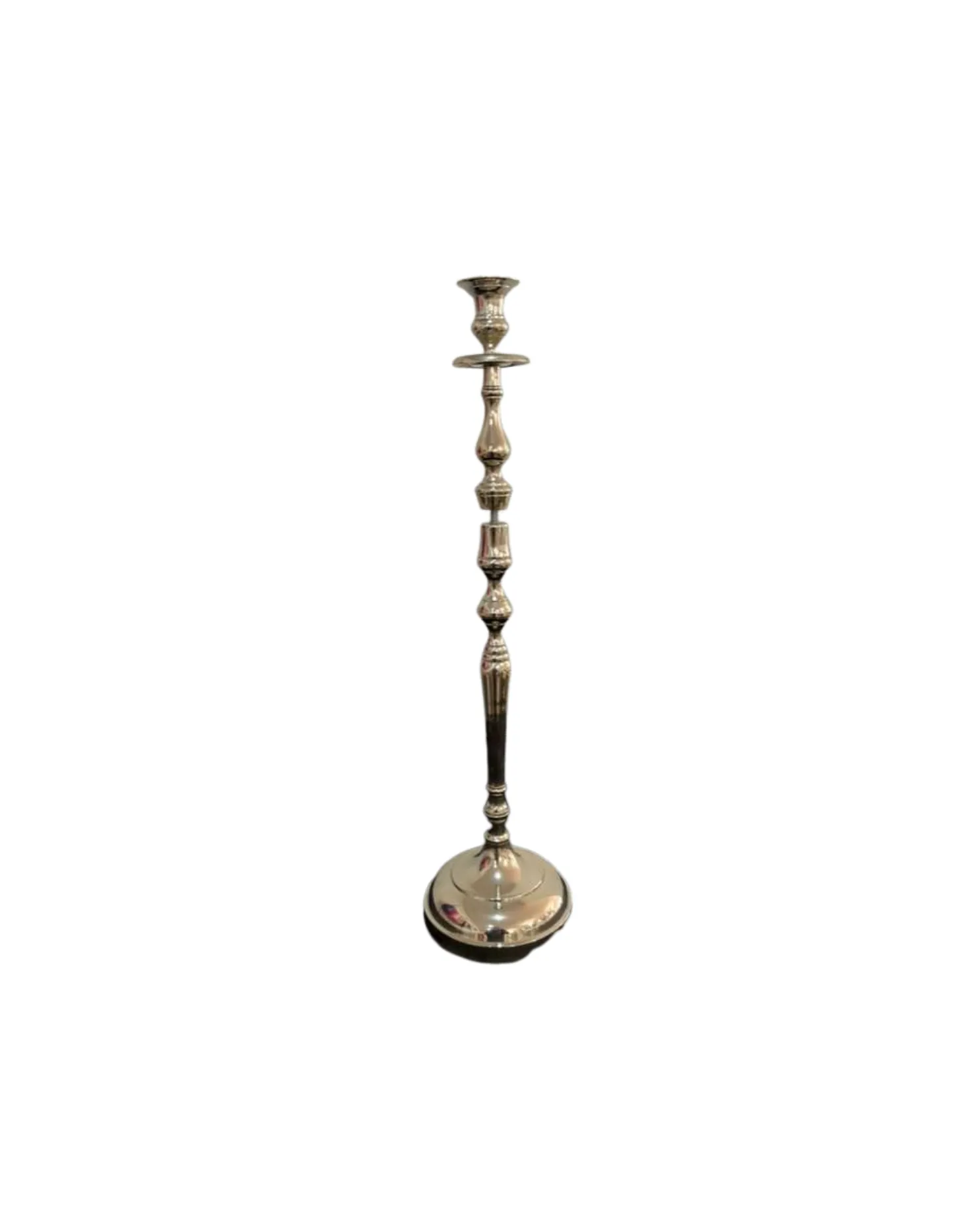 Tall Silver Single Candelabra